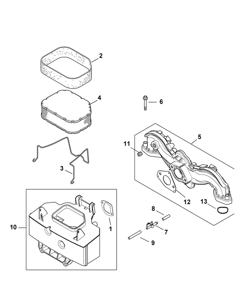 Kohler Sv715-3027 Air Intake And Filtration Diagram and Parts List for RZT-S42 (17AF2BDS010-17WF2BDS010-17WF2BDS056-17WF2BDS210)(2012) Cub Cadet Lawn Tractor